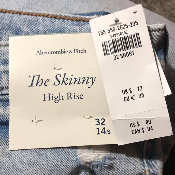 Abercrombie & Fitch BNWT Skinny High Rise Jeans 32 Short - Picture 3 of 3